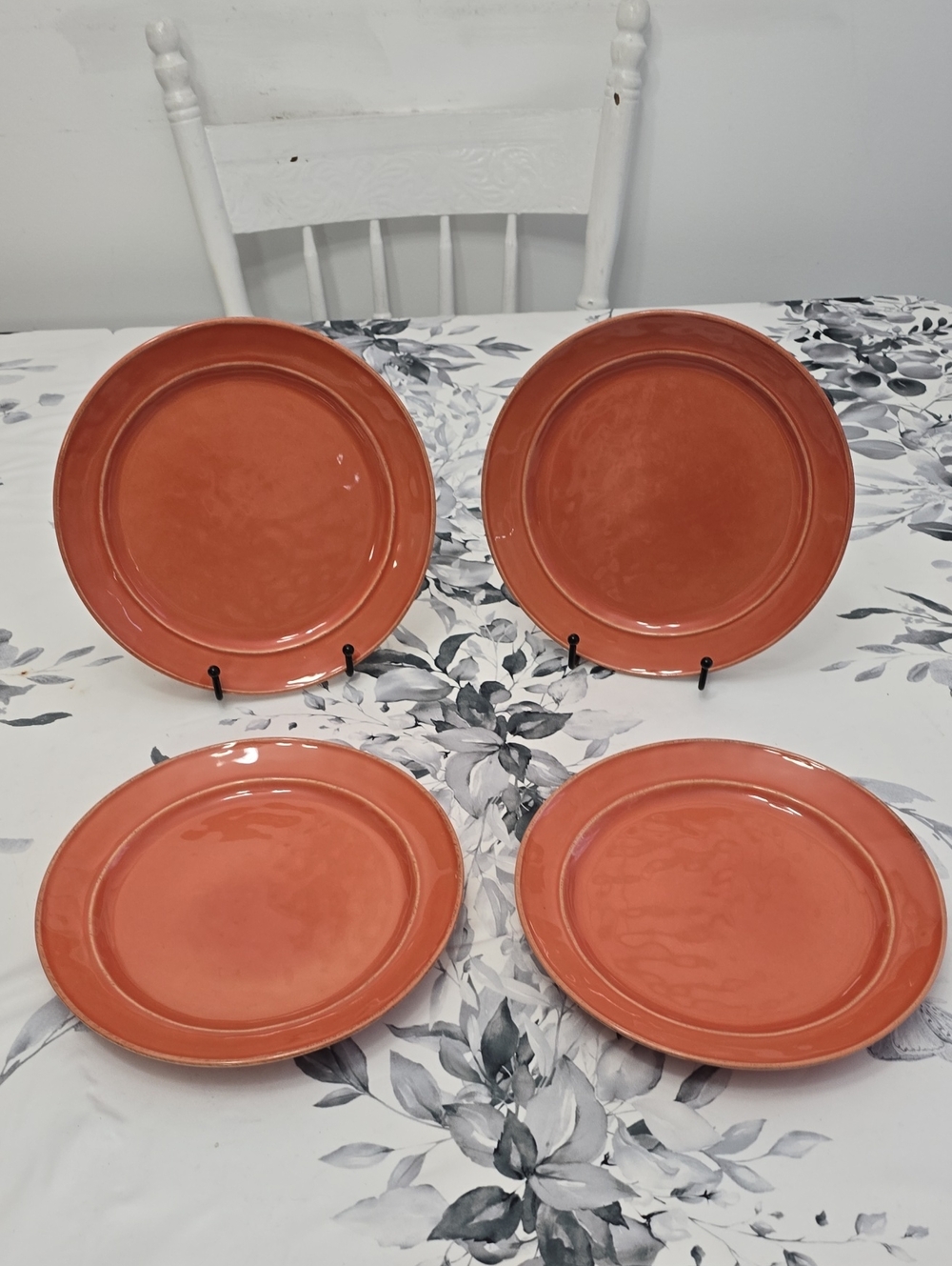 Vintage Pottery Barn Set Of 4 Cambria Persimmon Salad Plates Stoneware Portugal